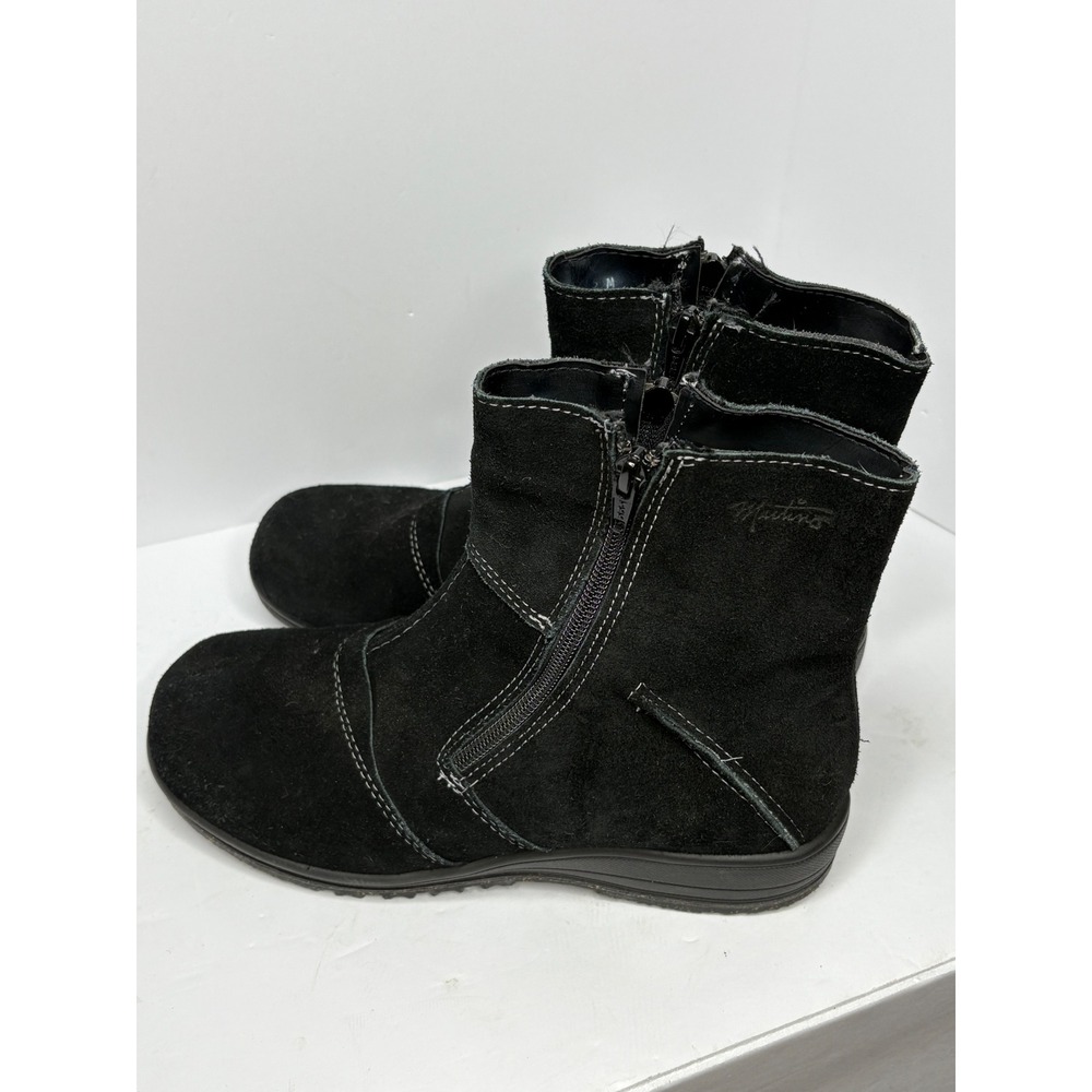 Martino Women 9M Black Suede Zip Ankle Boots Flat Comfort Casual